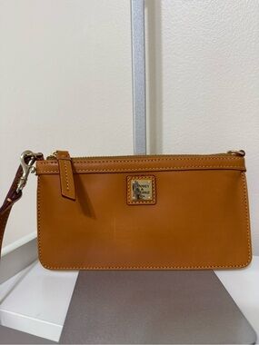 Dooney & Bourke Caramel Brown Leather Wristlet.